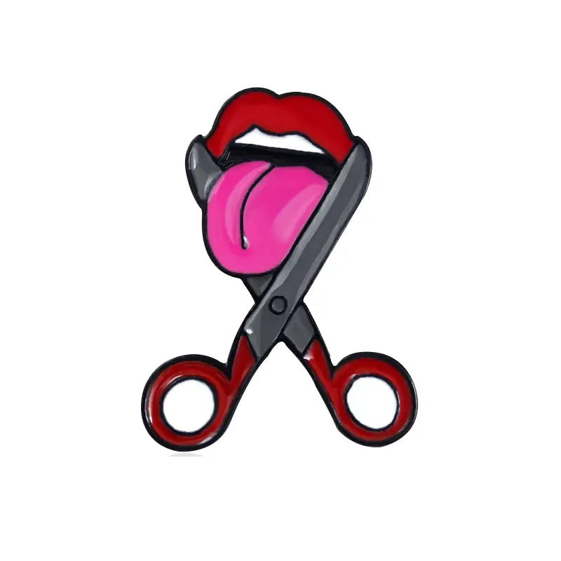 Scissors Cutting Off Tongue Snarky Sarcastic Emo Enamel Pin Brooch Lapel Pin
