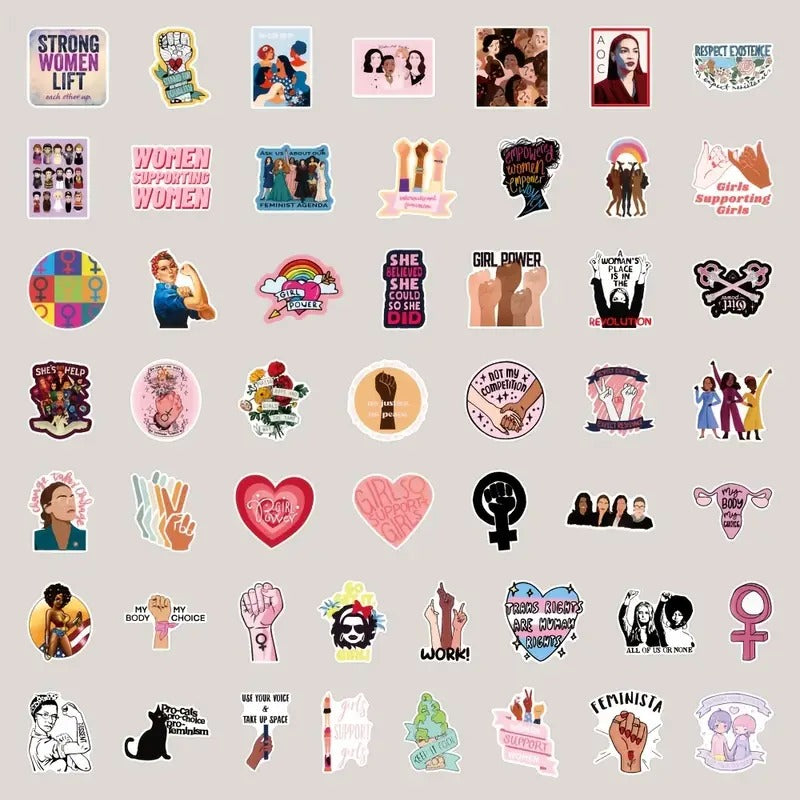 Girl Power Empowered Women Feminists Sticker Set - 50 Stickers