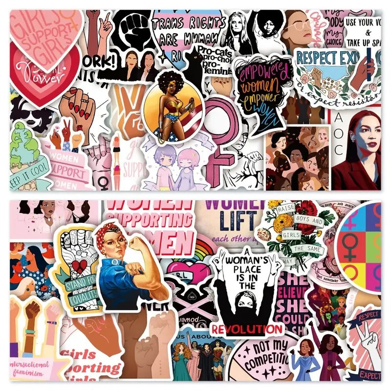 Girl Power Empowered Women Feminists Sticker Set - 50 Stickers